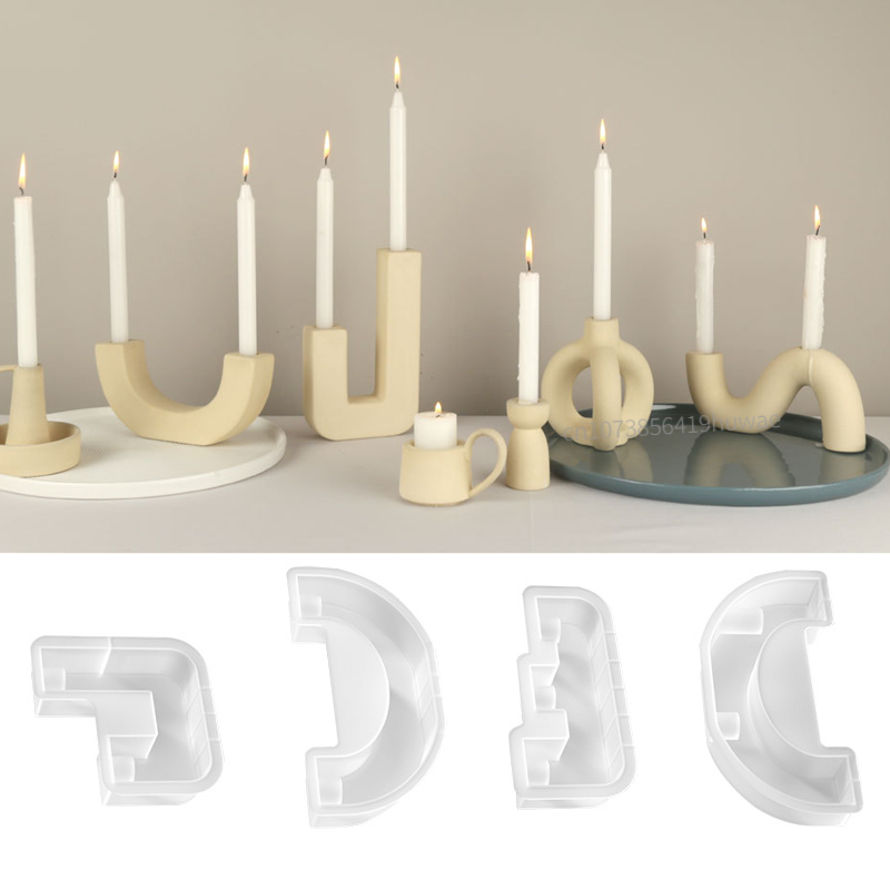 Serving Tray Mold - S/M/L/U-Shape Candle Holder Silicone Mold Crystal