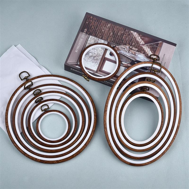 Round Oval Wooden Color Embroi - Wood Ring Blank ulasan dan harga
