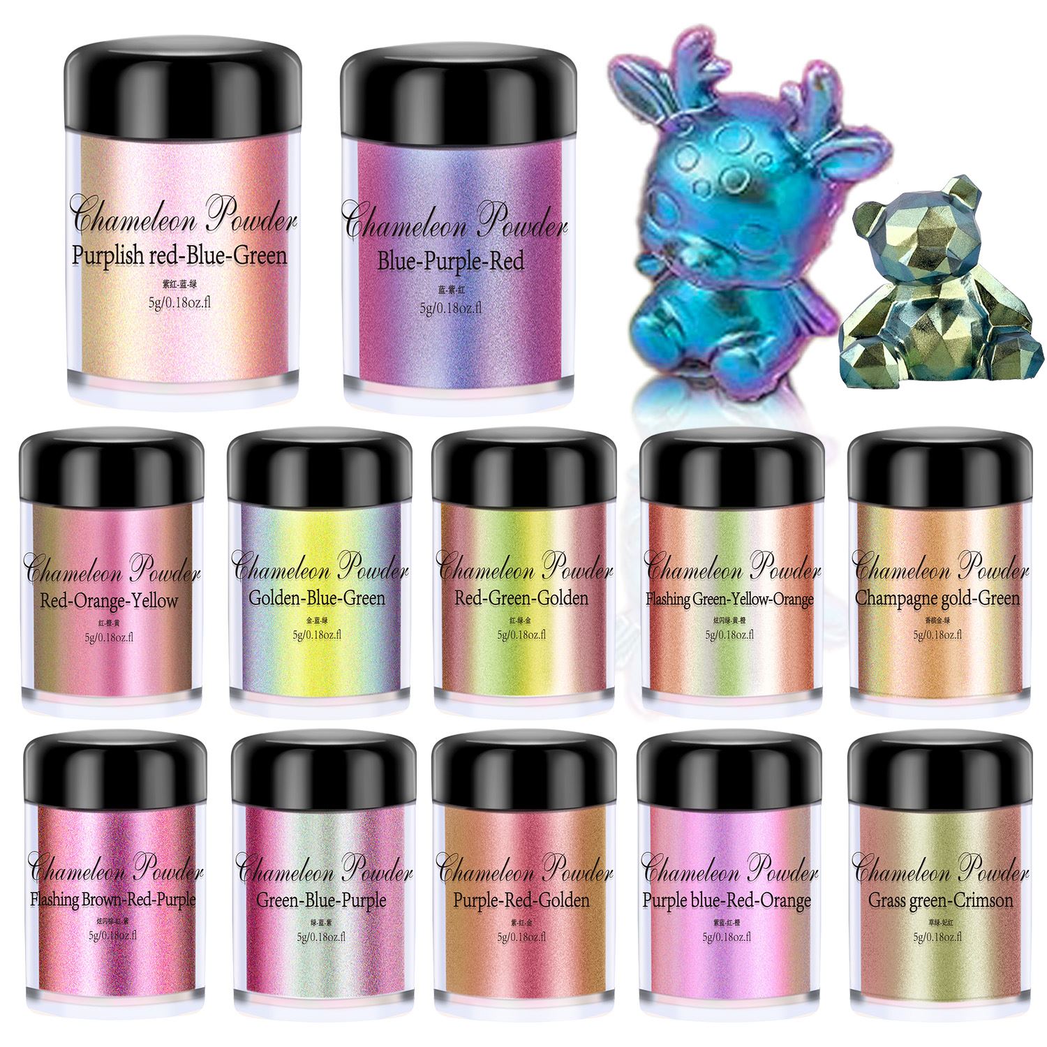 5g Chameleon Powder Nail Stain - Resin Pigment Set ulasan dan harga